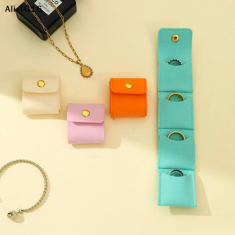 【A16h】Portable Mini Jewelry Organizer Bag With Multiple Compartments For Rings Necklaces Earrings Travel Storage Bag