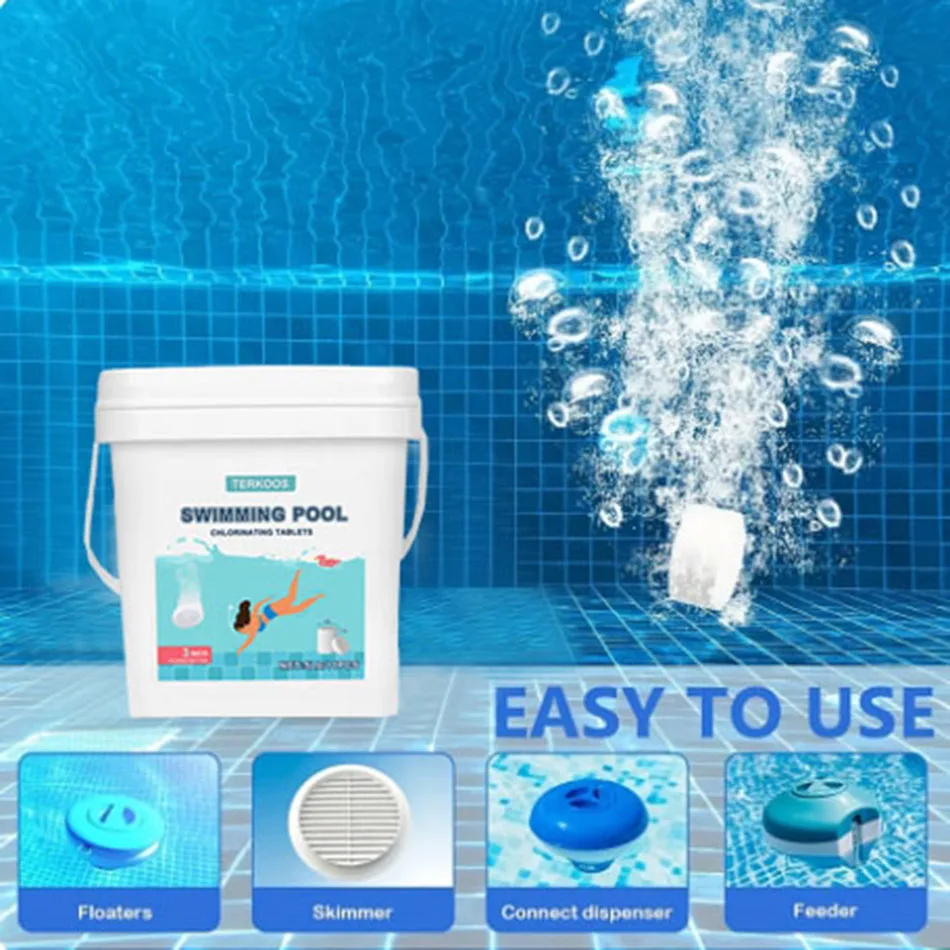 40LB 3inch Chlorine Tablets For Swimming Pools, Swimming Pool Water Purifier Dose Tablet Chlorine, Stabilized Chlorine Tablets