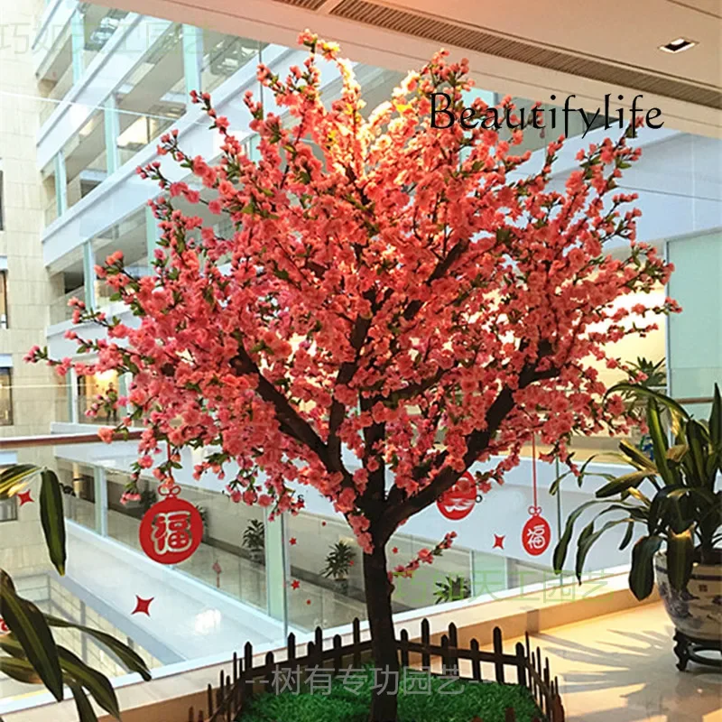 Solid wood trunk shopping mall wedding decoration Simulation pear blossom peach blossom tree cherry blossom shape fake  natural