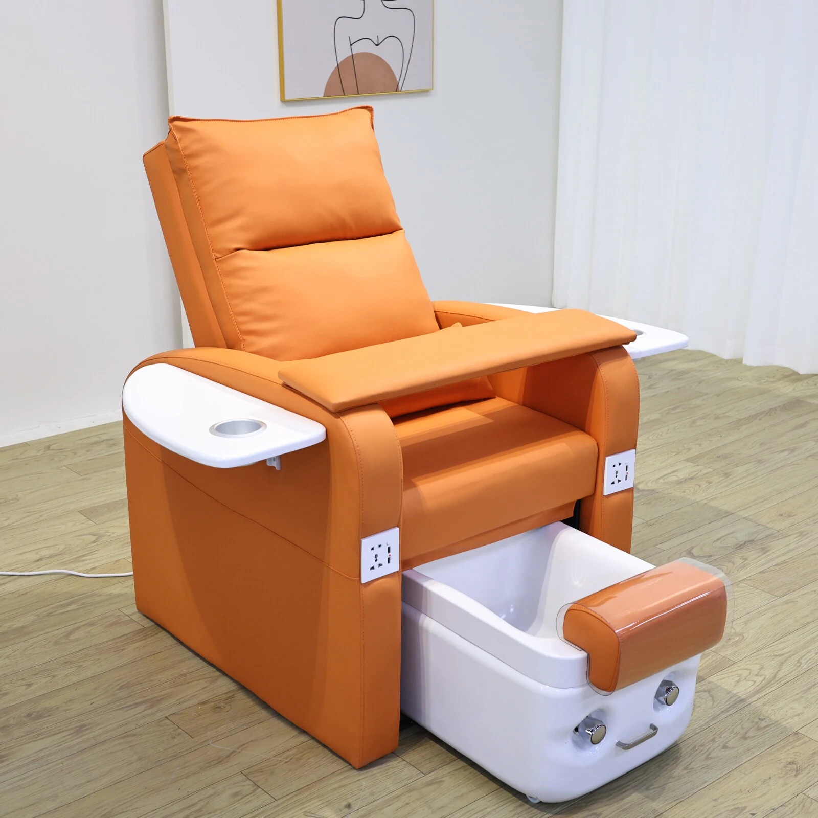 

Orange Foot SPA Massage Chair Nail Sofa SPA Shop Foot Bath Sofas Comfortable Pedicure Chairs Furniture Factory Customization