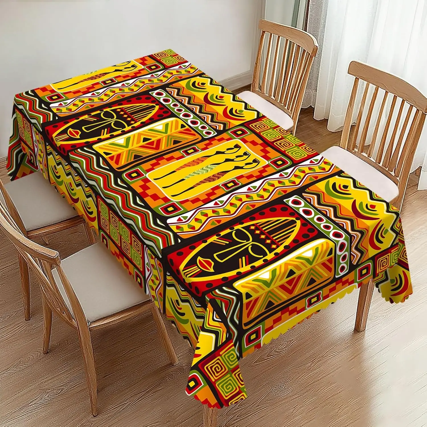 African American Women Rectangle Tablecloth for Table Decor Ethnic Tribal Abstract Geometric Totems Table Cloth Party Decoration