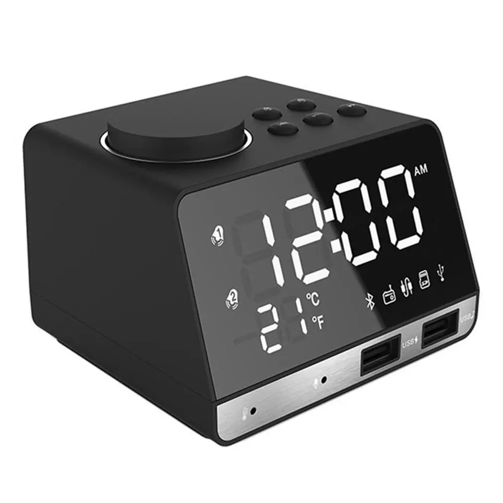 Radio Alarm Clock Speaker K11 Bluetooth  With 2 USB Ports LED Digital Alarm Clock Home Decoration Snooze Table Clock