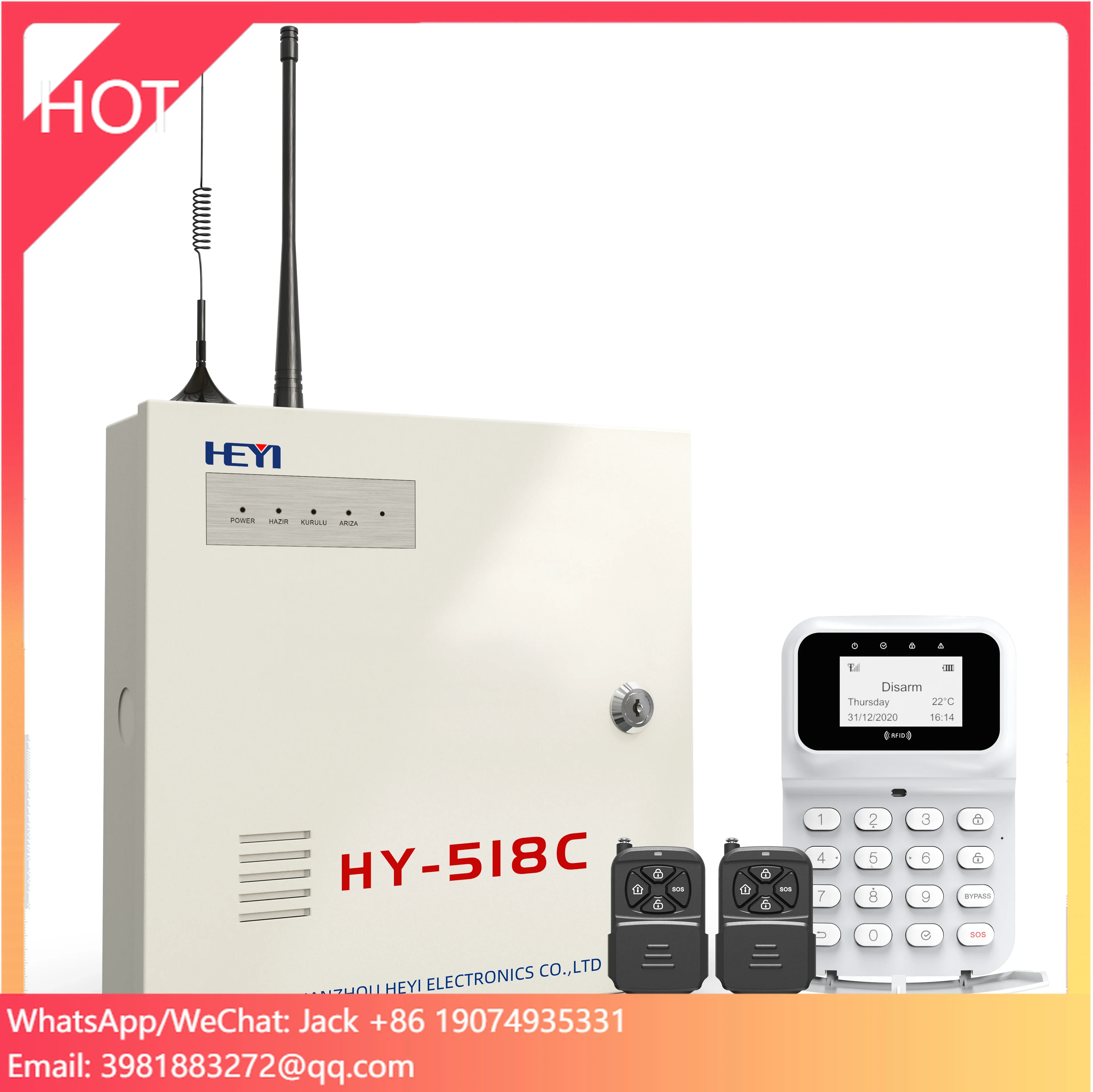 Hot Sale HEYI Industrial Engineering Wired Wireless 2G 4G LAN PSTN Alarm Panel For Perimeter Fire Intrusion Intruder System