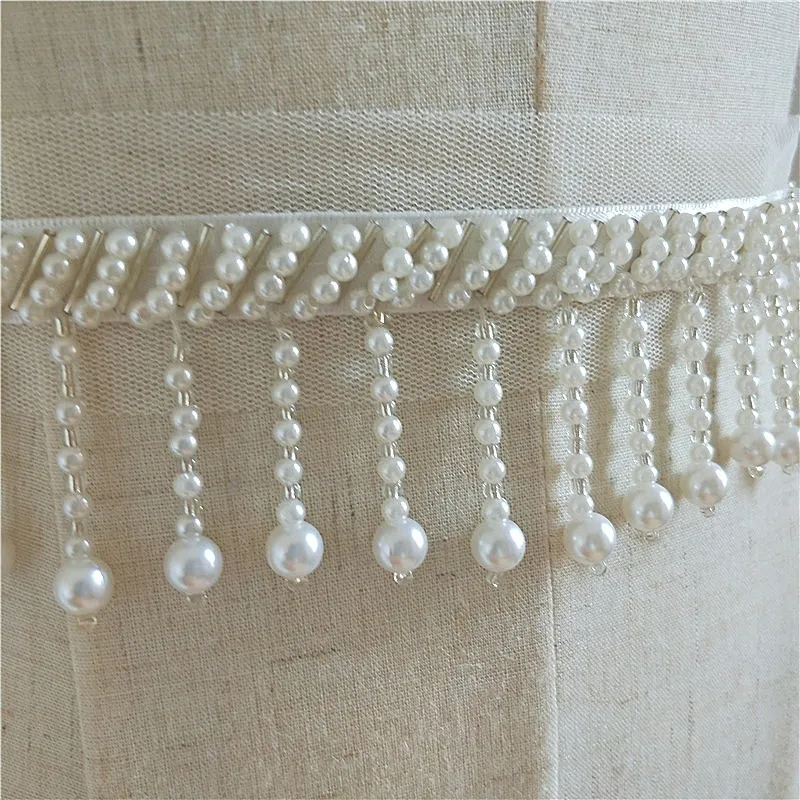 

peal tessel rhinestone Vintage Beaded Lace Trim Mesh Fabric Paillette Lace Beaded Pearl Trims Ribbon Braid Lace Appliques