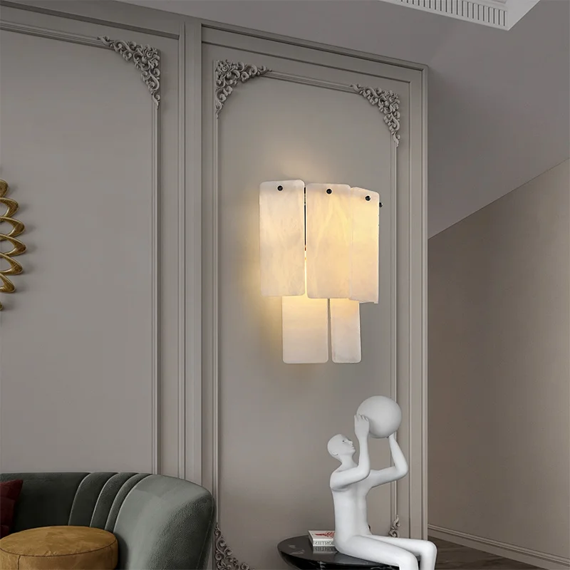 Modern Marble Wall Lamp American Copper Gold LED for TV Background Bedroom Hallway Staircase Wall Lighting Fixture