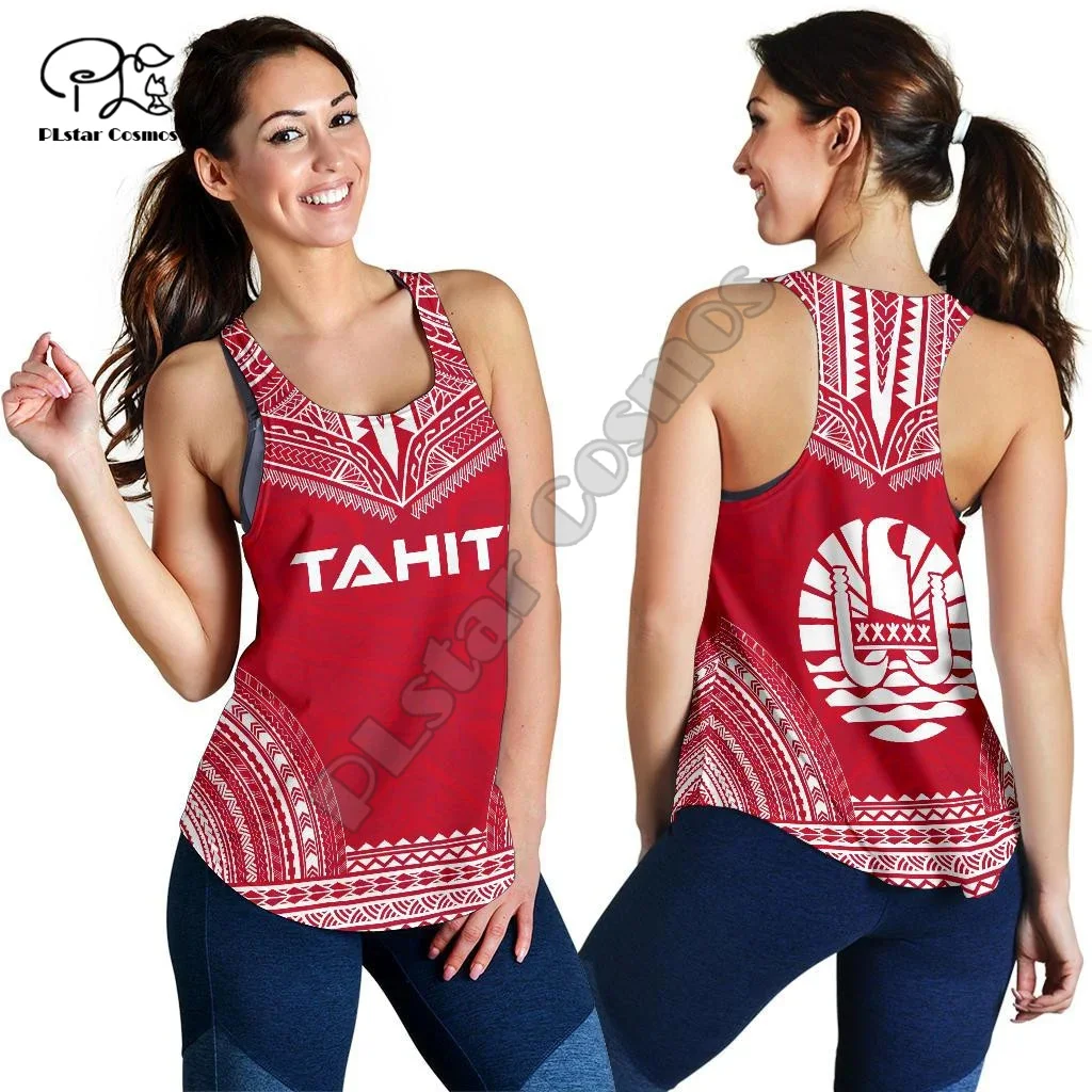 French Polynesia Tahiti Country Island Flag Tattoo Retro Vintage 3D Harajuku Yoga Women Vest Racerback Tank Fitness Sleeveless 5