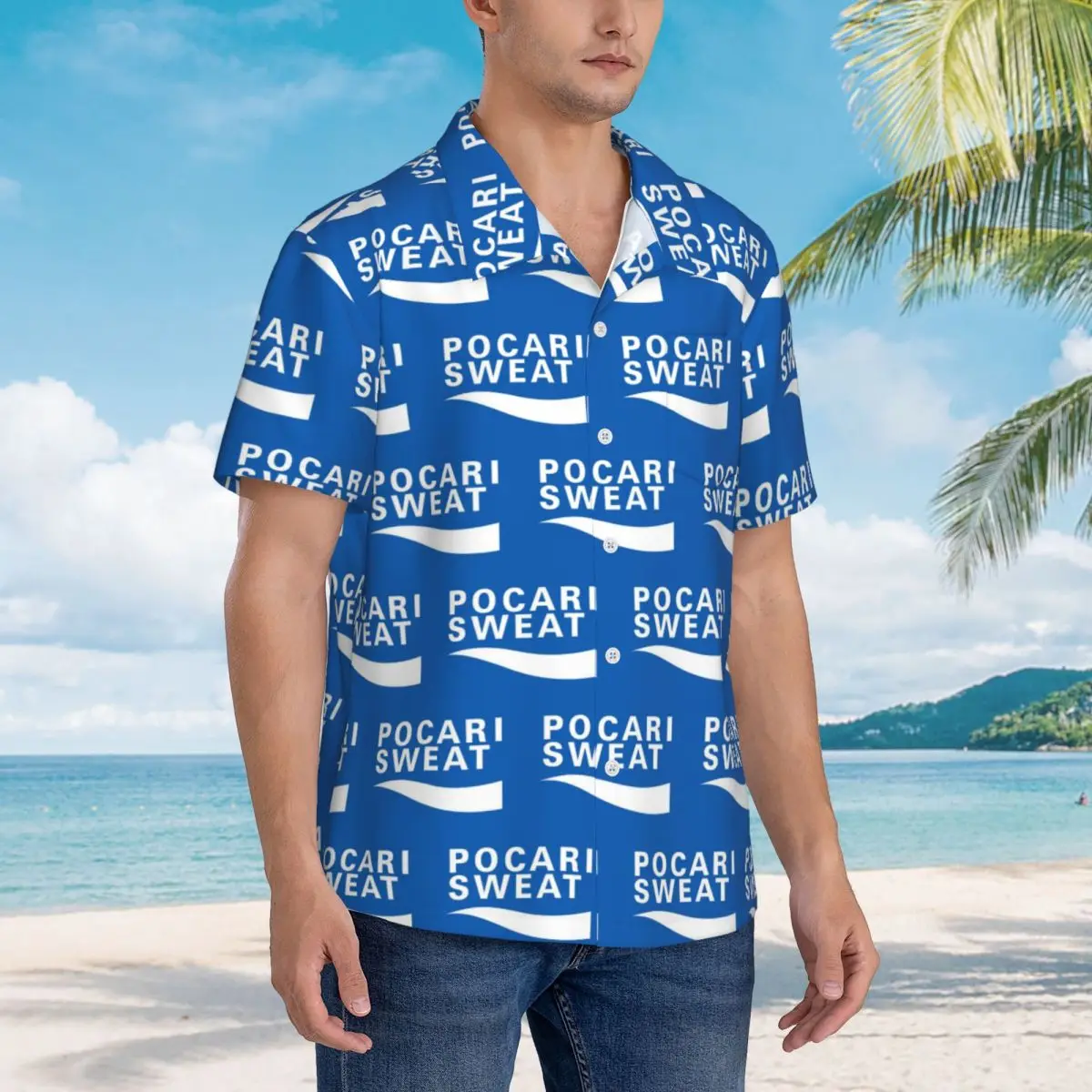 

Just Some Pocari Sweat Hawaiian Shirts Funny Men Short Sleeve Shirt for Summer Beach Men's Button Tops