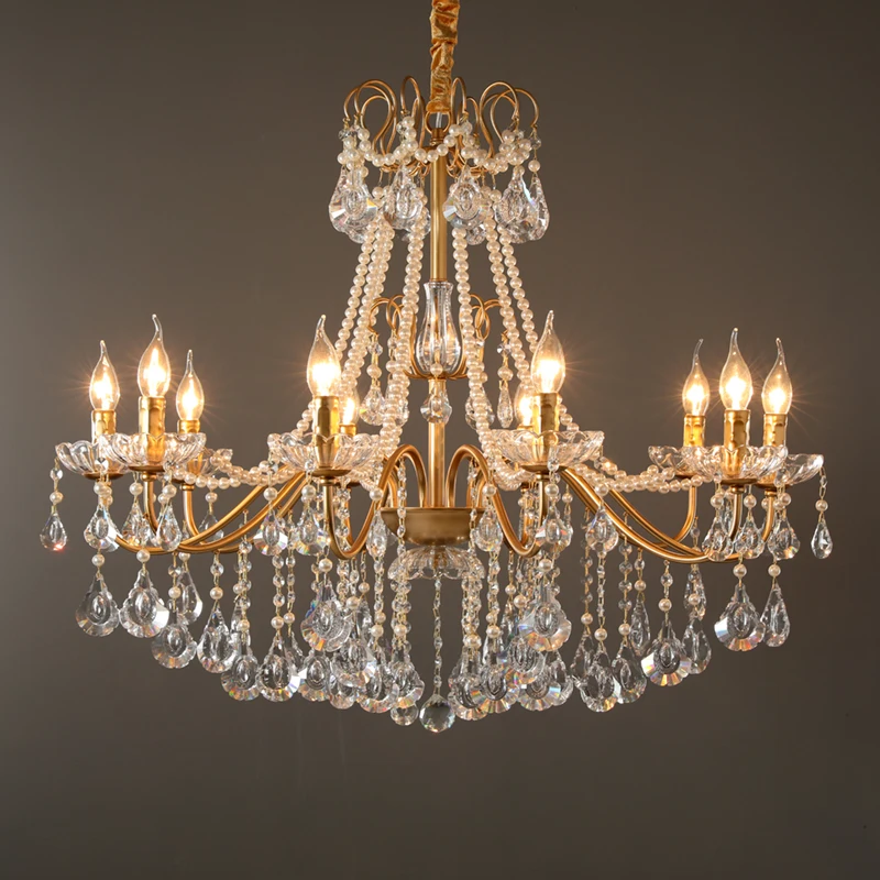 

Light luxury crystal French retro high sense 2025 new dining room atmosphere medieval bedroom American living room chandelier