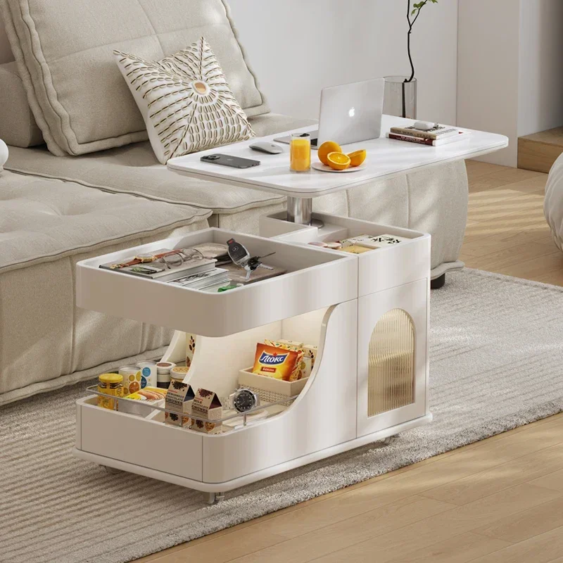 

Minimalist Luxury Coffee Tables Storage Kitchen Wheels Modern Wood Table Living Room Salon Mesa Auxiliar Postmodern Furniture