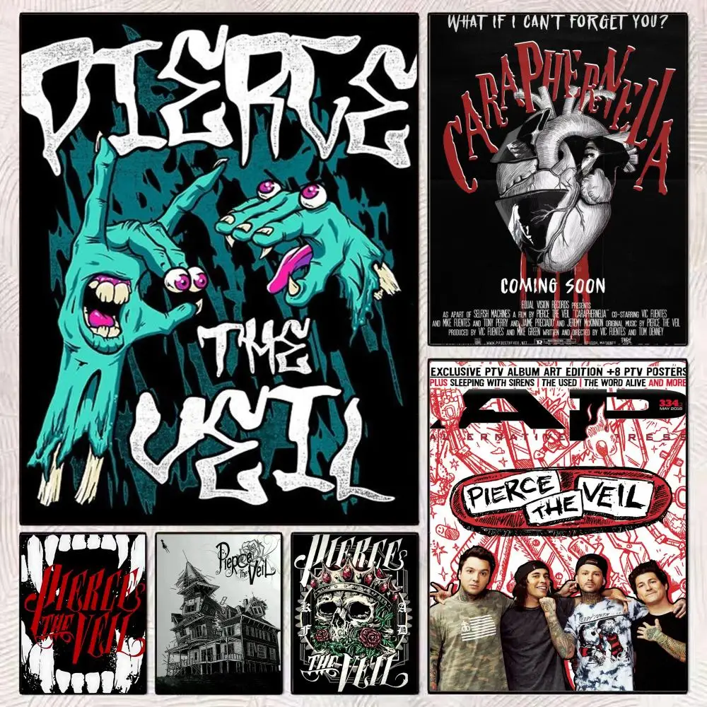 P-Pierce The Veil Band Poster HD Art Mural Wallart Poster for Home Room Decoration DIY Vintage Print Decor