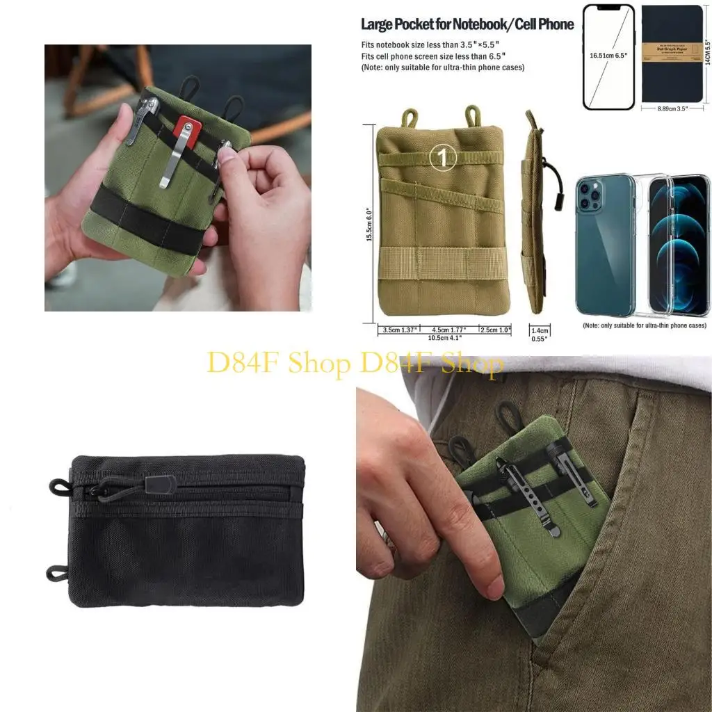 D84F Tool with DIY Patches Area Pocket Wallet Coin Purse Easy Access