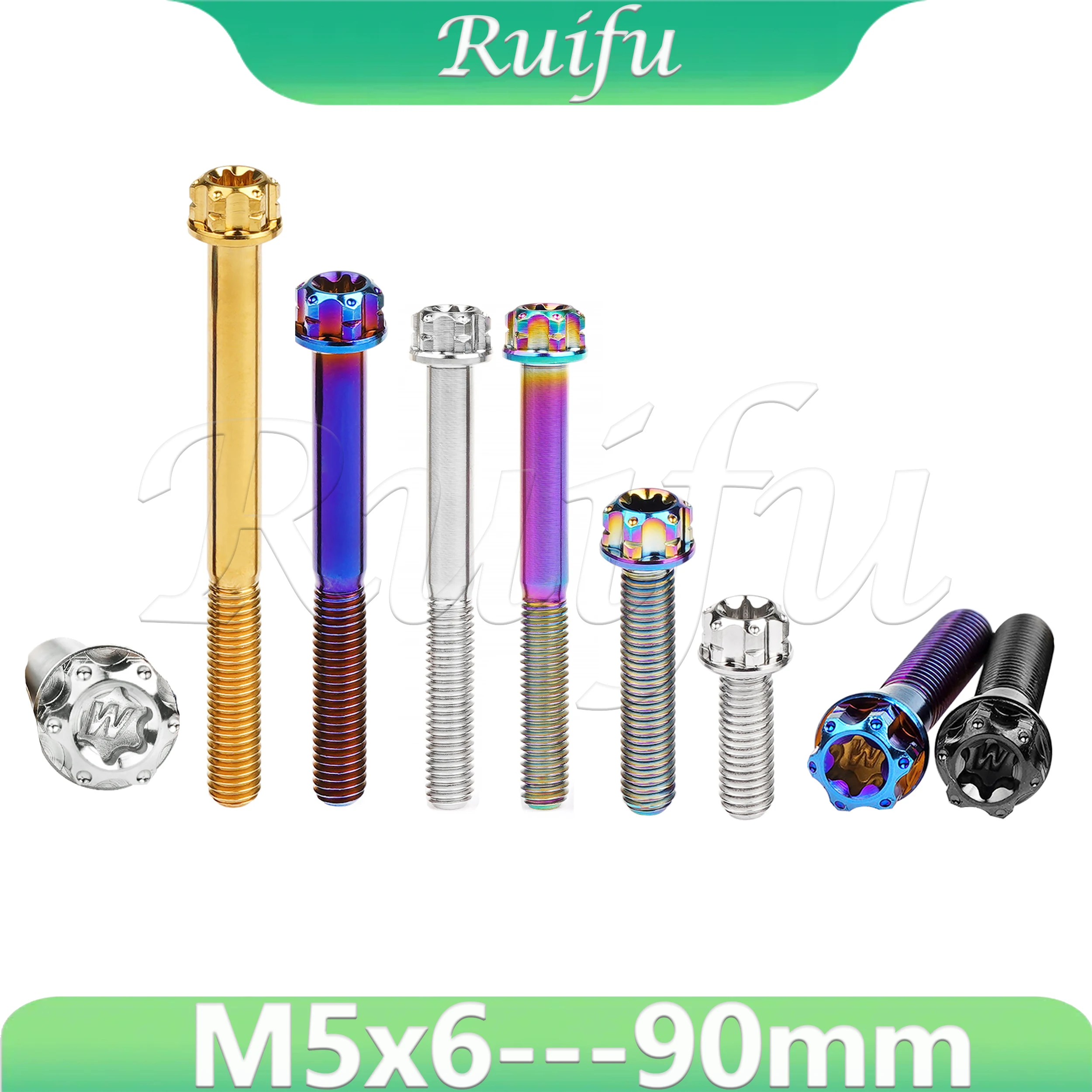 Ruifu Titanium Bolt  M5x10 15 20 25 30 35 40 45 50 55 60 65 70 80 85 90mm Flange Head Torx T25 Screws Small Flange Plummer Head