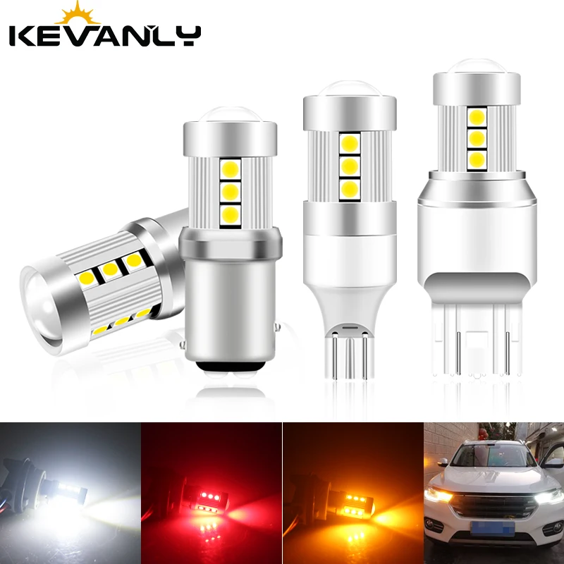2PCS PY21W P21/5W 1156 Ba15s 1157 Bay15d For Car LED Bulbs Turn Signal Light 12V 15SMD 7000K White Brake Reverse Parking Lamps