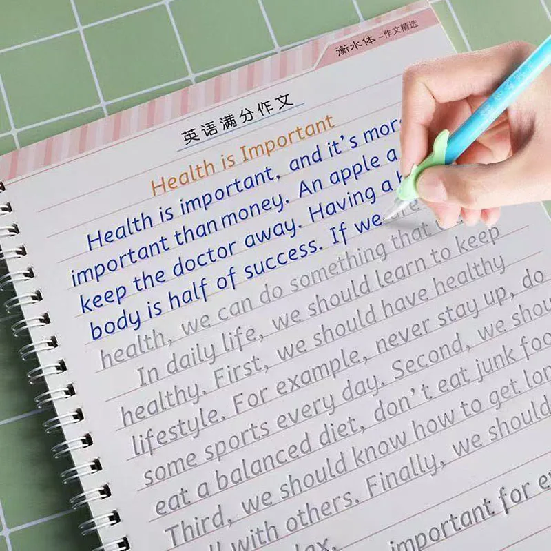 

Reusable English Grooved Font Calligraphy Learning Book Letter Word Handwriting Practice CopyBook with Magic Pen