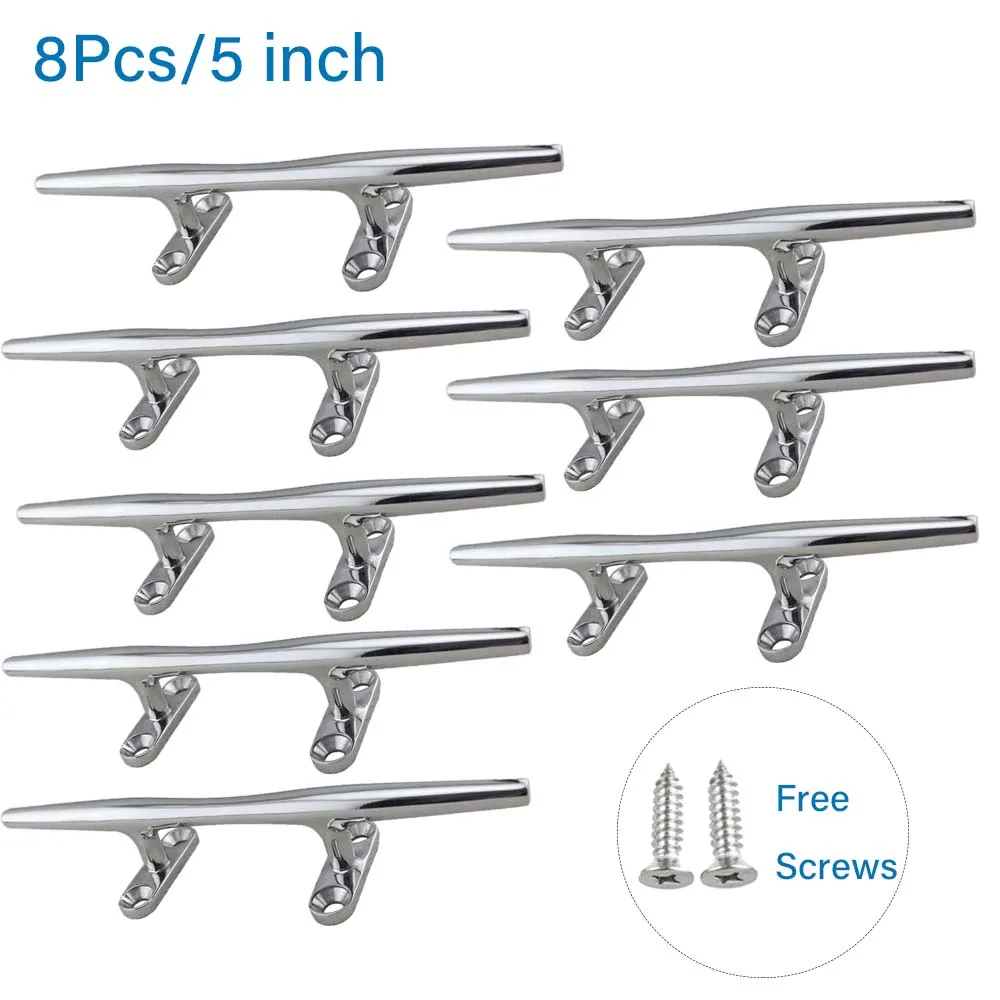 Andymarine 8Pcs 5inch 316 Stainless Steel Boat Deck Hollow For Marine Hardware Yacht Ship Deck Rope Cleats Kayak Accessories Set