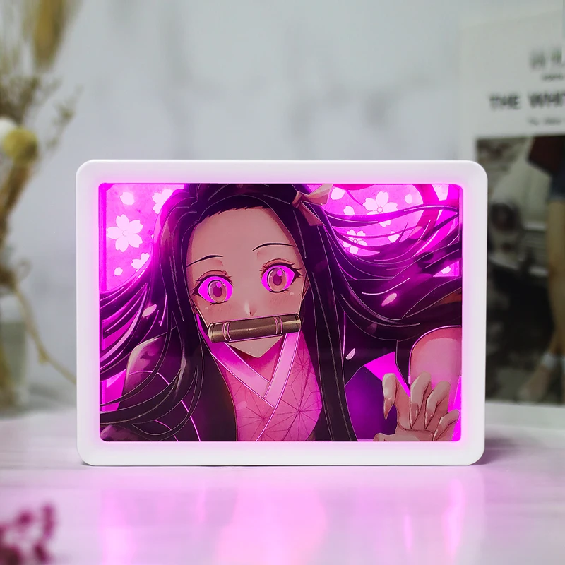 Anime Shadow Box Beauty Girl 3D Paper Cut Lightbox Frames For Pictures Led Lights Usb Rechargeable Light Cute Room Decoration