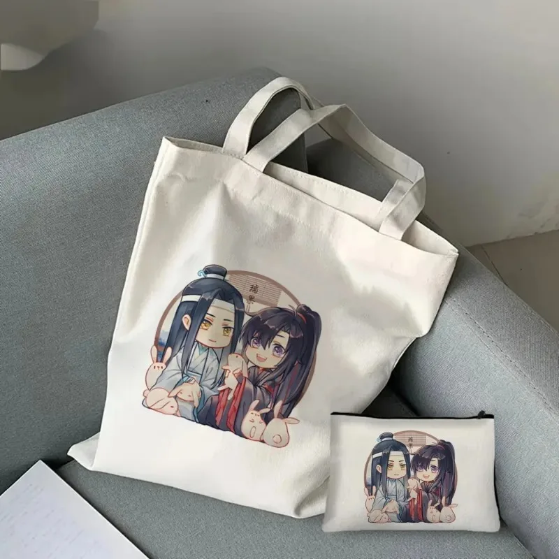 2PCS The Untamed Lan WangJi Wei Wu Xian Tote Bag, torba na ramię o dużej pojemności, torebka na prezent i torba na zakupy spożywcze