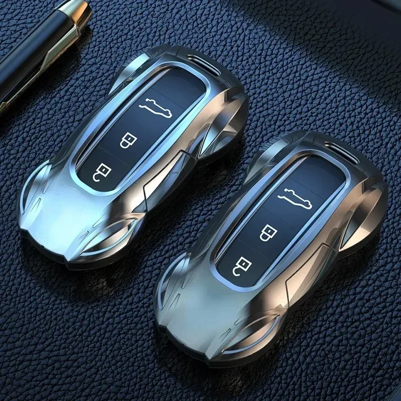 Для Porsche Cayenne Panamera Macan 911 718 2013-2023: Чехол для ключа из цинкового сплава, серебристый, без ключа, аксессуар для интерьера автомобиля