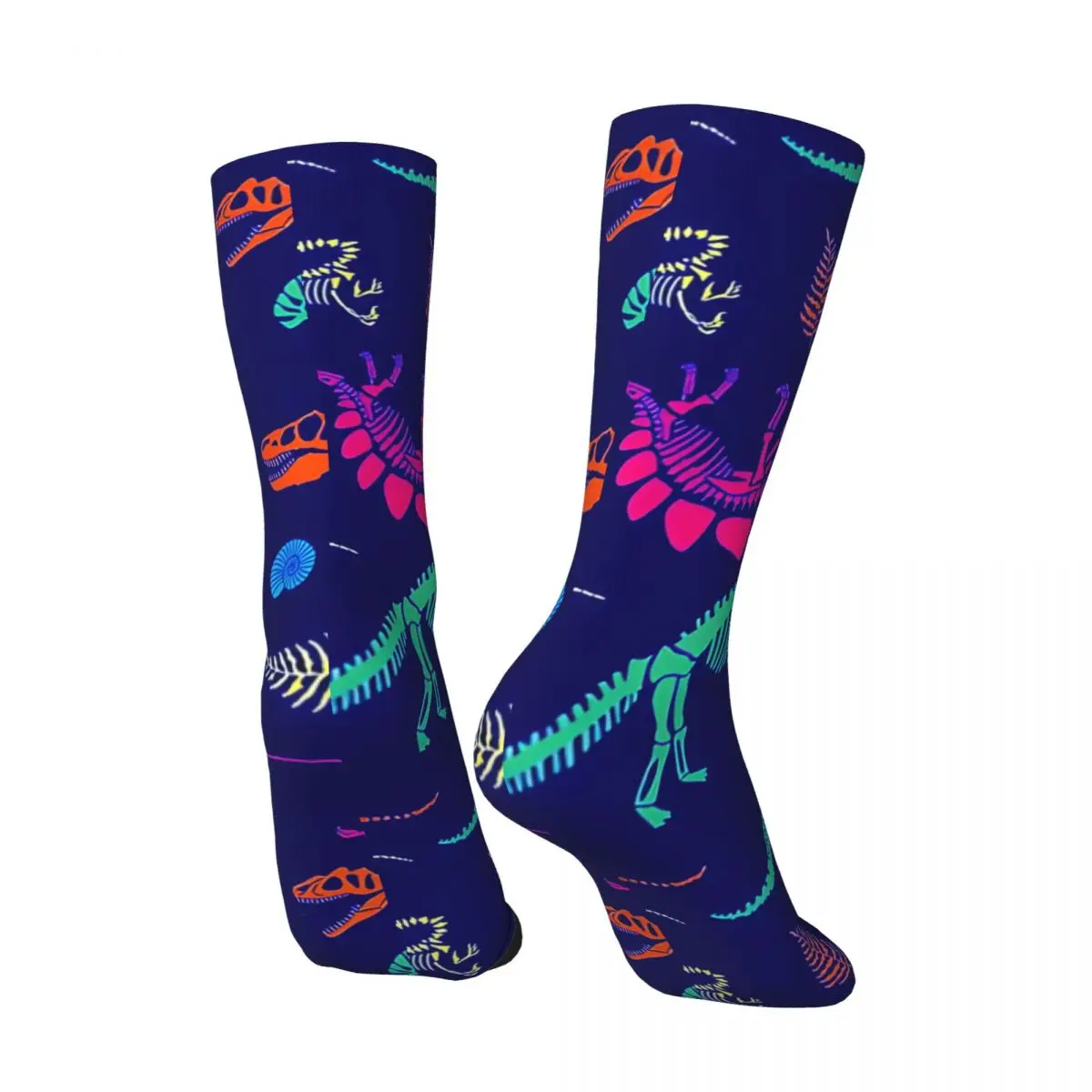 Funny Men's compression Socks Neon Dinosaur Fossil Vintage Harajuku Dinosaur Fossils Hip Hop Novelty Seamless Crew Crazy Sock