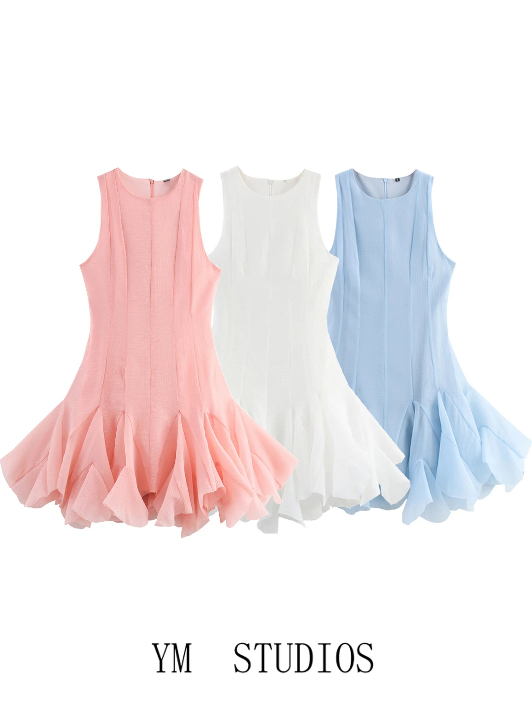 

Sweet Sle Плиссированный подол с круглым вырезом Ne Svel Dr Ледимая юбка принцессы с высокой талией А-силуэта с силуэтом на молнии C...