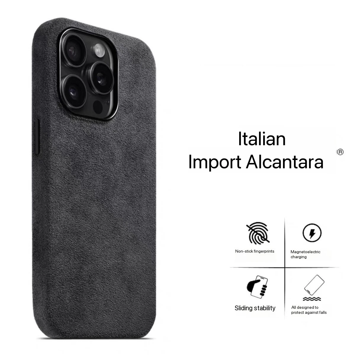100% Italiaans ALCANTARA hoesje voor iPhone 16 15 17 Pro Max Air met MagSafe magnetische luxe cover Supercar suède lederen achterkant hoesje