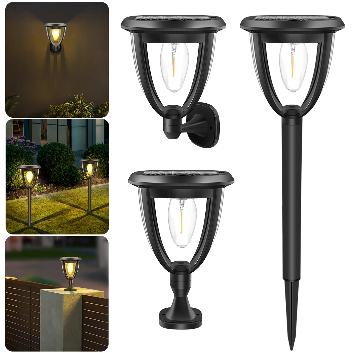 Solar Light Outdoor Solar Lamp for Garden Lawn Wall Decor Solar Bulb Light IP65 Waterproof Auto On Off 3 Installation Methods