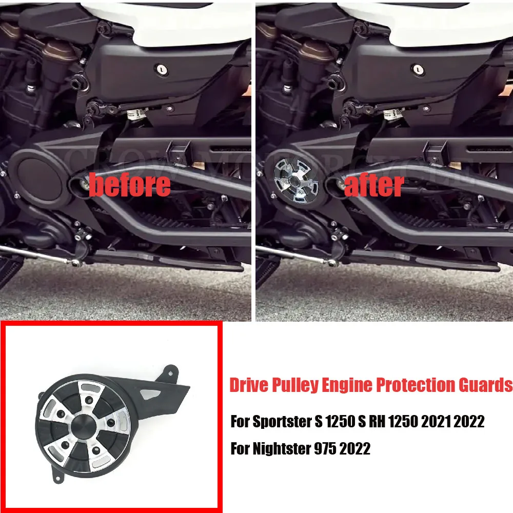 

Suitable For Sportster S 1250 S RH 1250 Nightster 975 2021 2022 Motorcycle New Model Left Rear Sprocket Drive Pulley Engine Prot