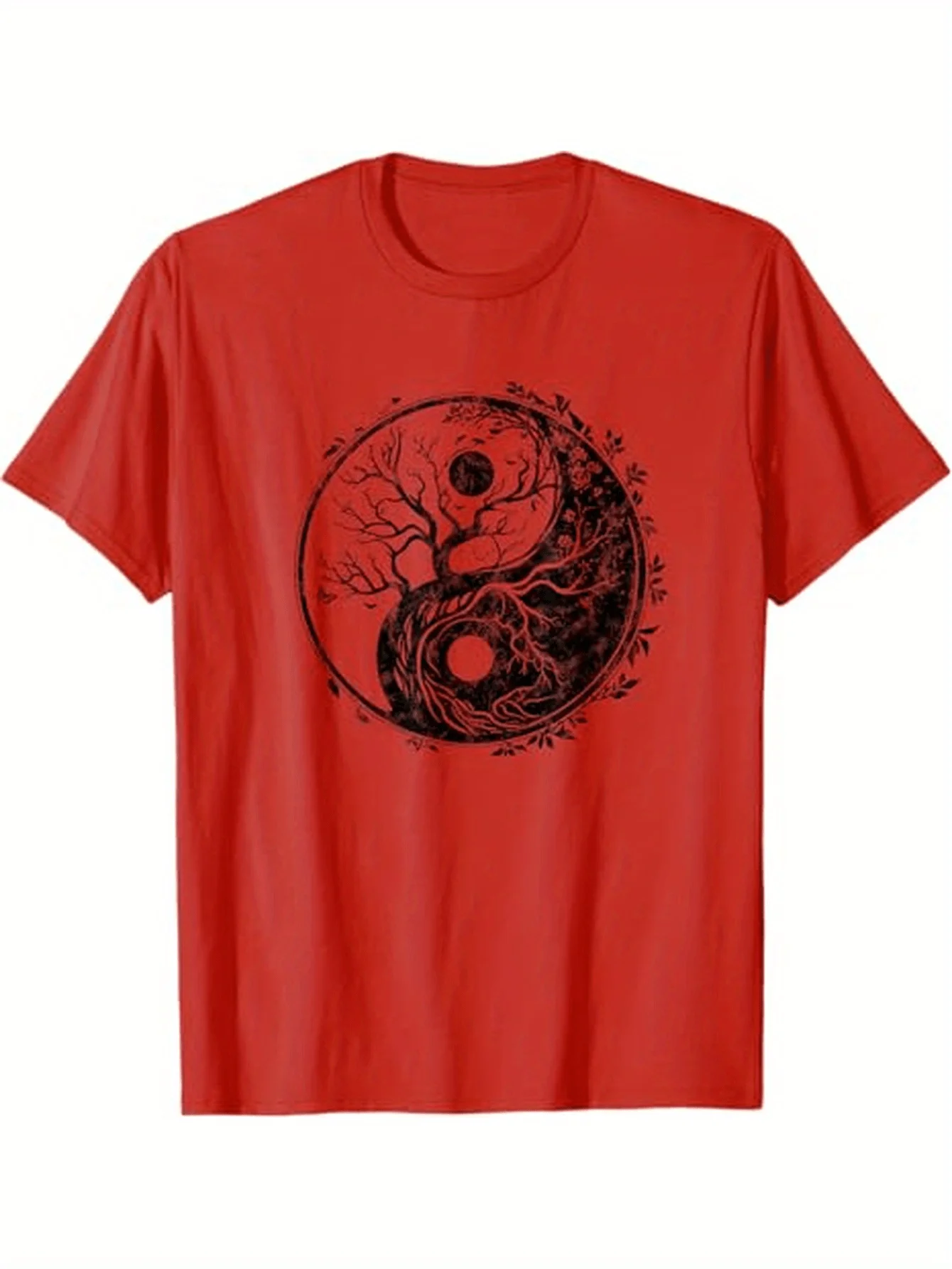 Yin Yang Tree of Life Martial Arts Graphic T-Shirt 100% Cotton O-Neck Short Sleeve Summer Casual Mens T-shirt Streetwear