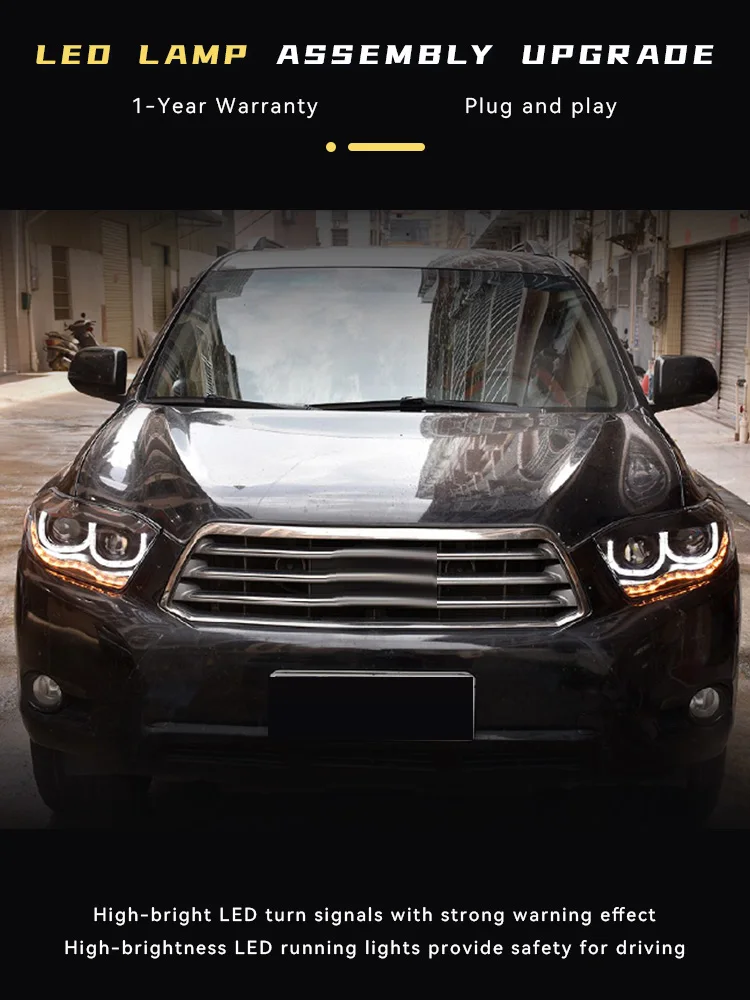 Car Lights For Toyota 2009-2011 Highlander Headlight Upgrade LED DRL Flash Head Light Assembly Accessories Tools Front Lamp