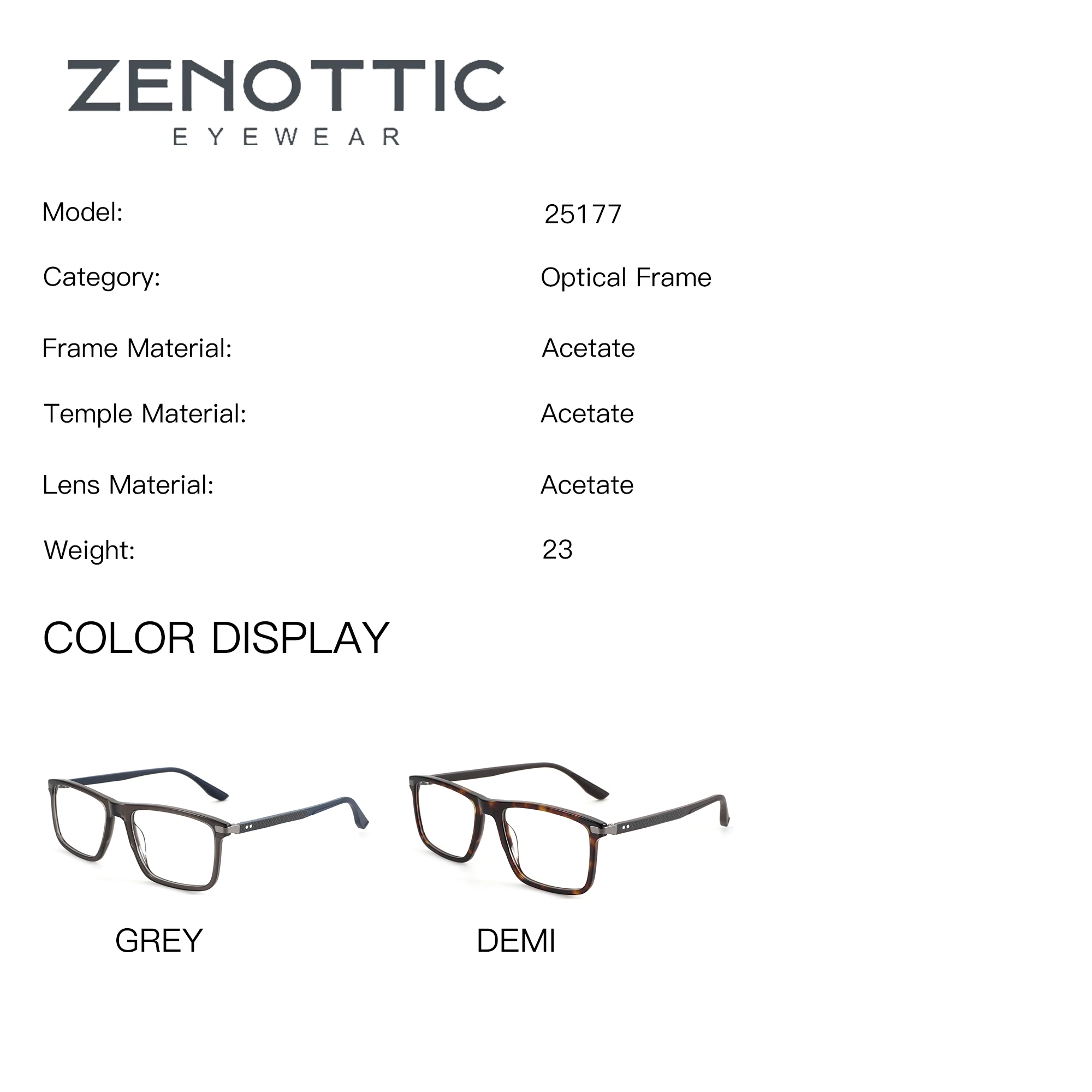 ZENOTTIC Handmade Acetate Square Progressive Glasses Man Anti-Blue Light Photochromic Grey Multifocal Prescription Eyewear