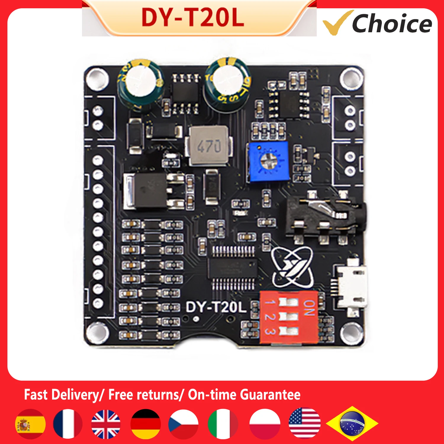 

10W 20W MP3 Player Sound Module Voice Playback Board 9CH One-for-One Control Audio Player Module Memory Card U-Disk Audio