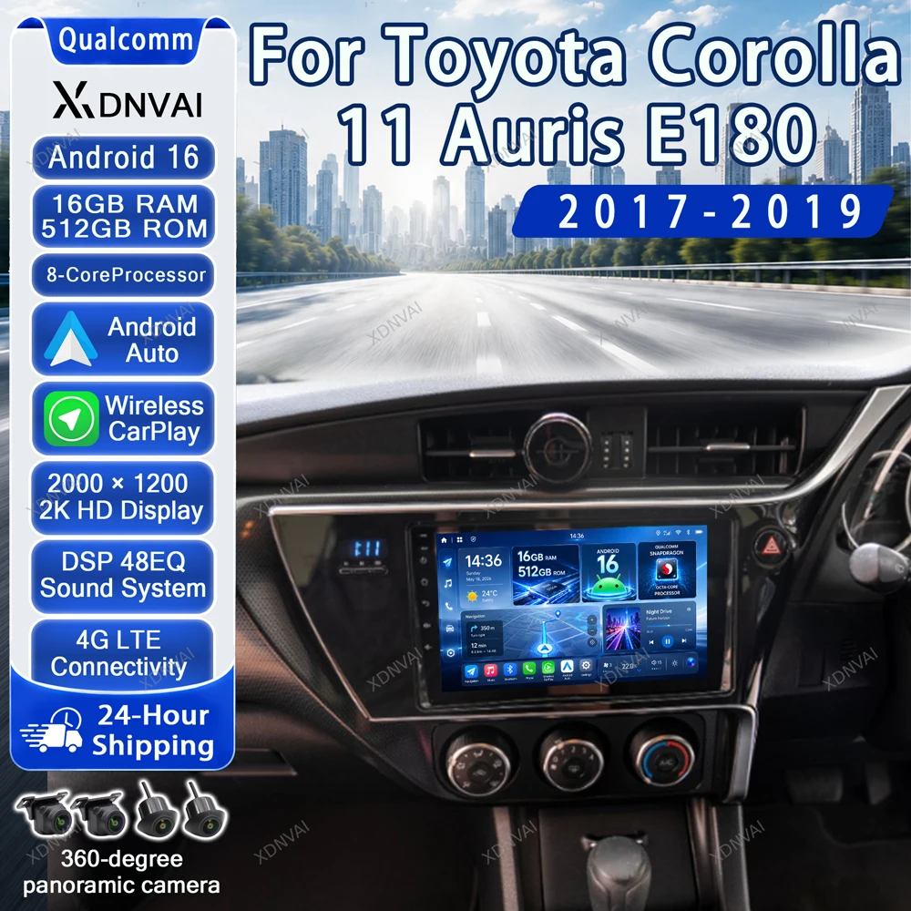 Android 16 Multimedia For Toyota Auris 2016 2017 2018 Corolla Altis Hybrid E170 E180 Video Player Car Radio Navigation Carplay