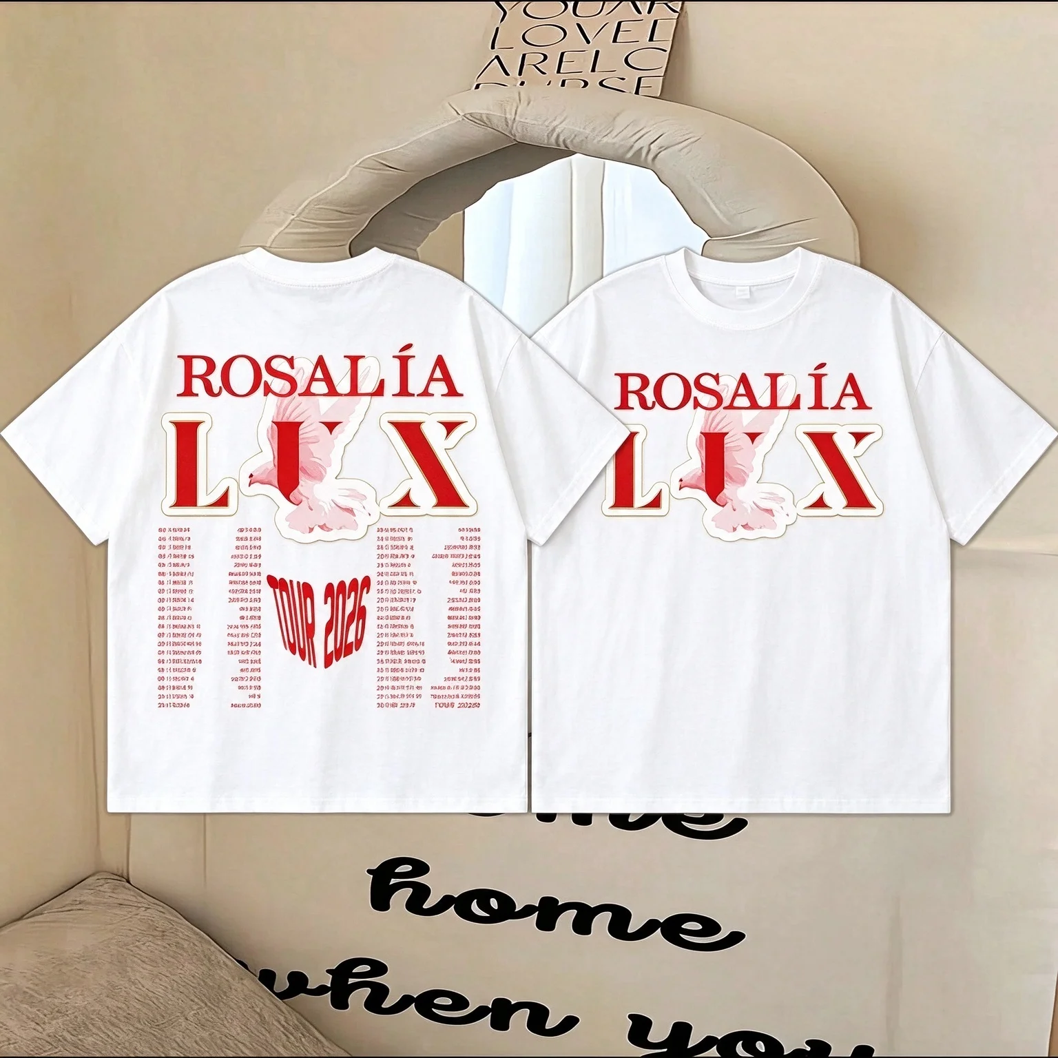 Rosalia Lux Flamenco Tour Dove Vintage Graphic Tee T Shirt Men's Women's Unisex Cotton Retro Cool Oversized Short Sleeve Top