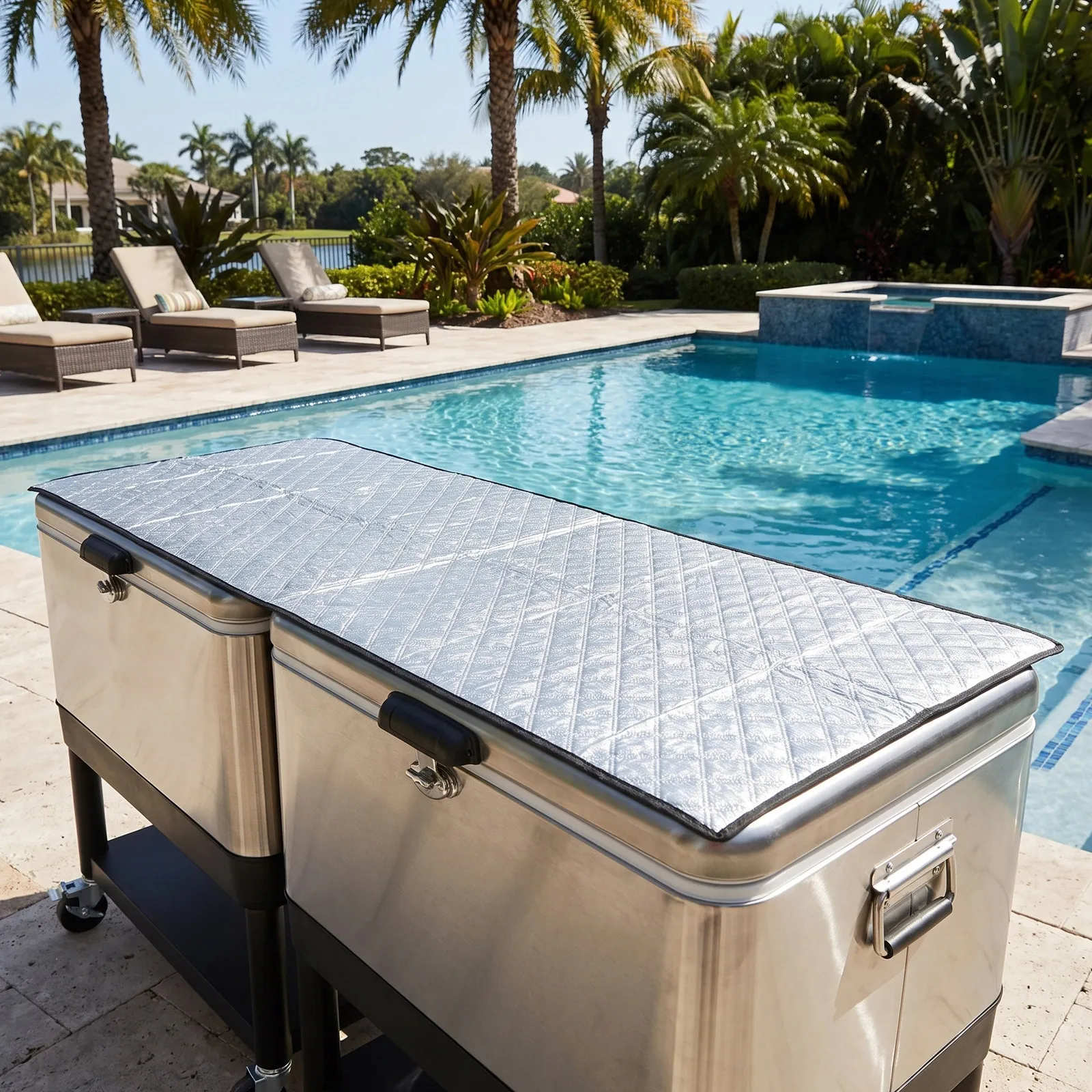 200x75cm Chest Freezer Insulated Cover Upright Outdoor Refrigerator Aluminum Foil Film Heat Shield Sunshade Protector Commercial