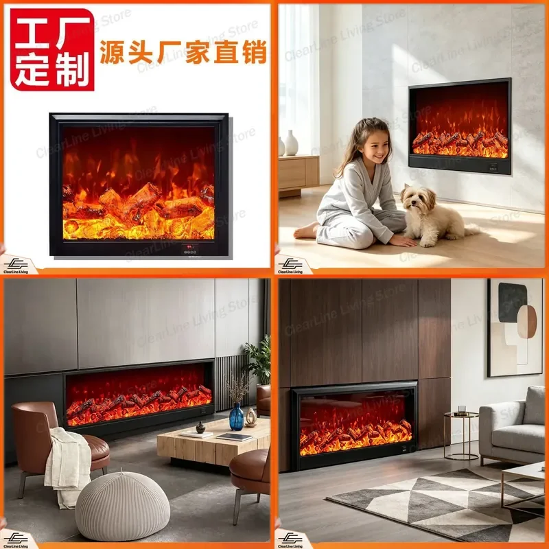 for Simulation Flame Fireplace Decorative Cabinet with Light Villa Electronic Fireplace Living Room Embedded Fake Fire TV