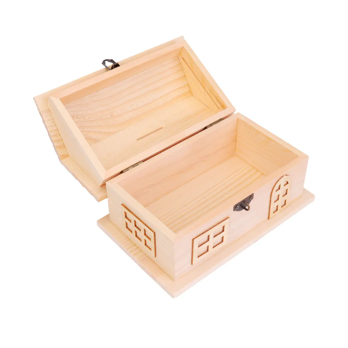 

1pc Wooden House Shaped Saving Pot Diy Money Box For Kids Educational Coin Bank Children Craft Storage Wood Saving Pot