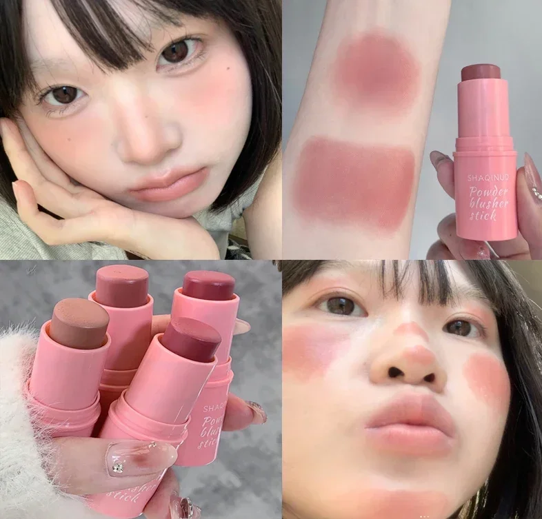 Peach Pink Blush Stick Cream Makeup Rouge Palette Cheek Contour Blush Cosmetic Blusher Stick Korean Face Makeup Rouge Cheek Tint