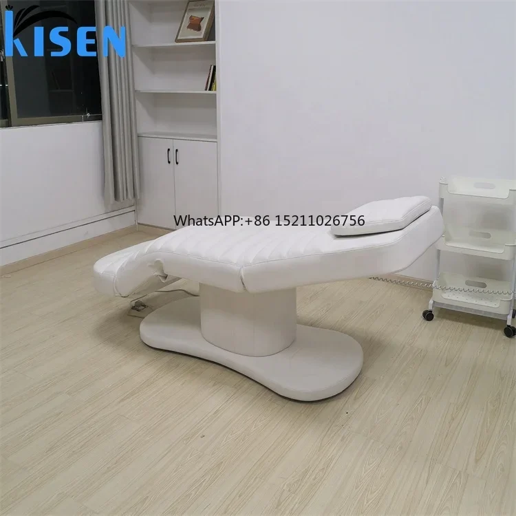 Modern 3 motors milking massage lift table de professional electric eyelash facial SPA cosmetic white beauty salon bed