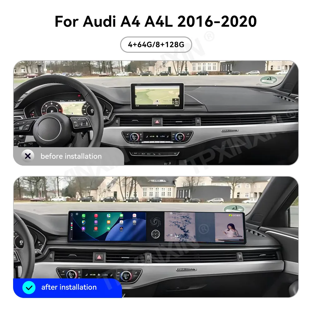 Dual-screen Interaction Android For Audi A4 A4L 2016~2020 Car Radio Stereo Receiver Multimedia Player GPS Navigation Head Unit
