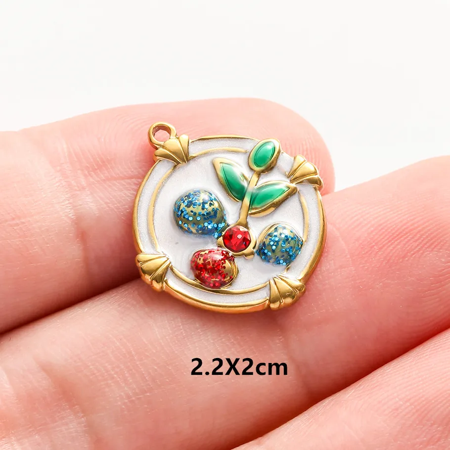 Echte Naturperlen, ovale, unregelmäßige Rosenblüten-Tulpen-Anhänger, bunte Emaille-Charms, Edelstahl-Charms für die Schmuckherstellung, Großhandel. – Detail 19