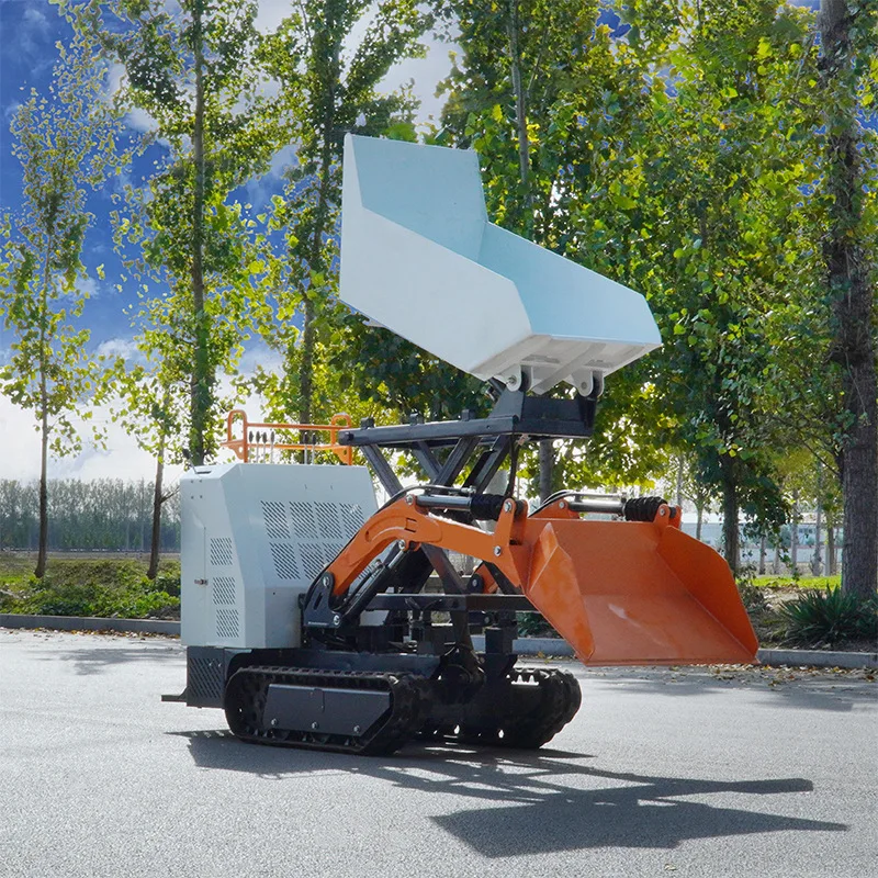 Compact Mini Tracked Dumper Rubber Crawler Hydraulic Self Unloading Dumper 300kg Lightweight Construction Transporter