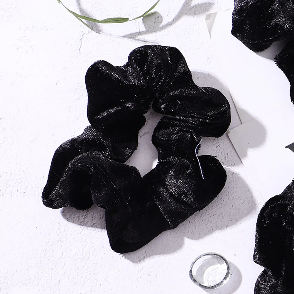 

8 Pcs Velour Hair Ring Ribbons Black Ropes Elastic Scrunchies Fabric Ponytail Rings Miss