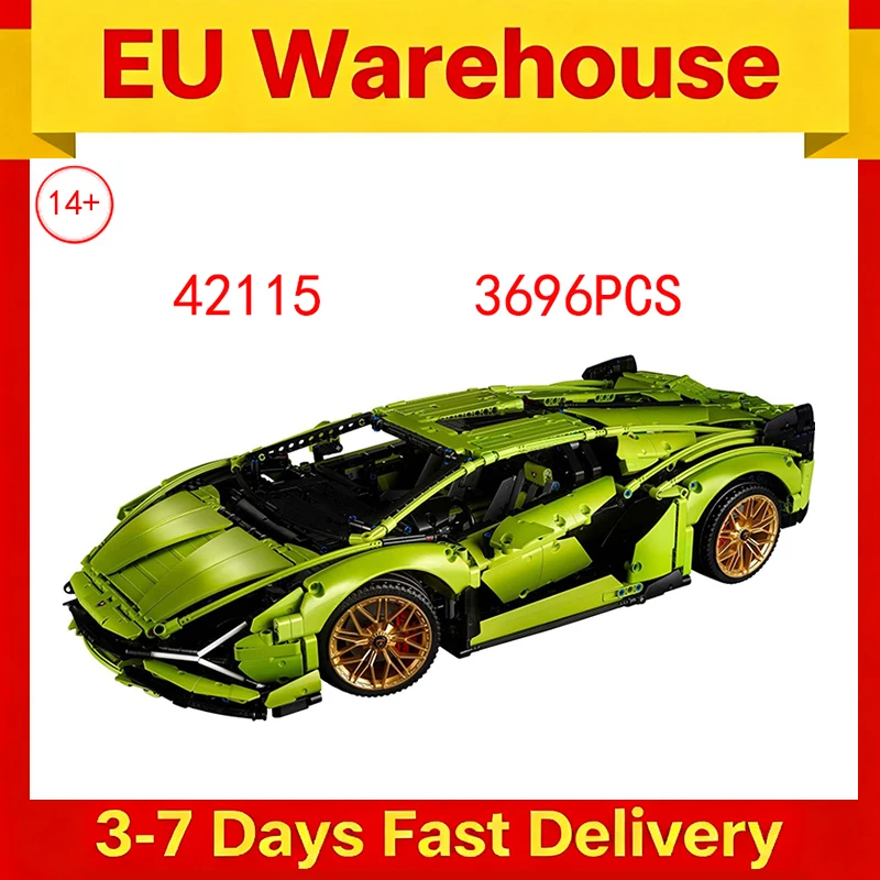 3696 pièces vert Super blocs de construction de voiture FKP37 bricolage modèle briques décor de chambre adultes cadeaux d'anniversaire compatibles avec l'ensemble 42115