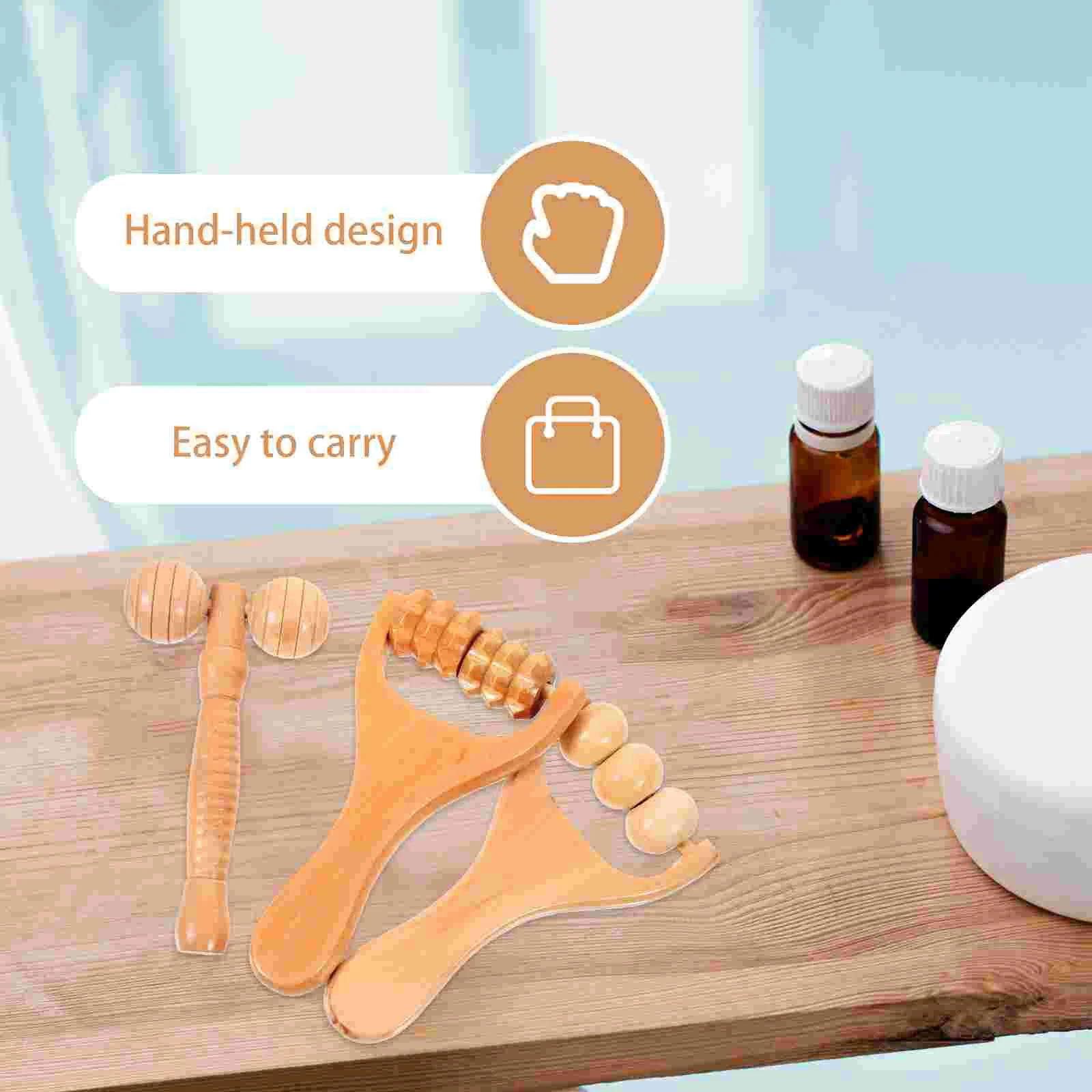 3 Pcs Foot Massage Hand Roller Shoulder Wooden for Back Tool Lymph Neck Rollers Body