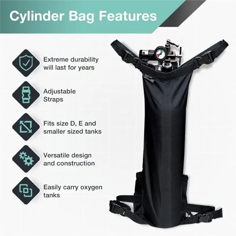 Oxygen Cylinder Bag- For D& E Cylinders- Oxygen Tank Carrier For Wheelchairs, Fits Holder For Most Cylinder Models