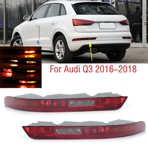 Para Audi Q3 2016 2017 2018 luz de freno de parachoques trasero de coche lámpara reflectora de señal de giro de calentamiento trasero