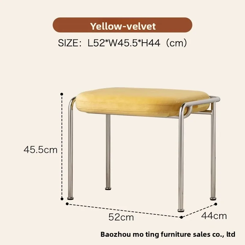 2026 hot sell Nordic Bauhaus wrought iron soft bag shoe changing stool, restaurant stainless steel simple dining stool - view 6