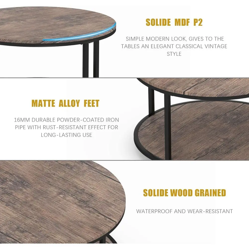 Modern 2-Tier Light Walnut Coffee Table with Storage, 25.6 Small Living Room Furniture