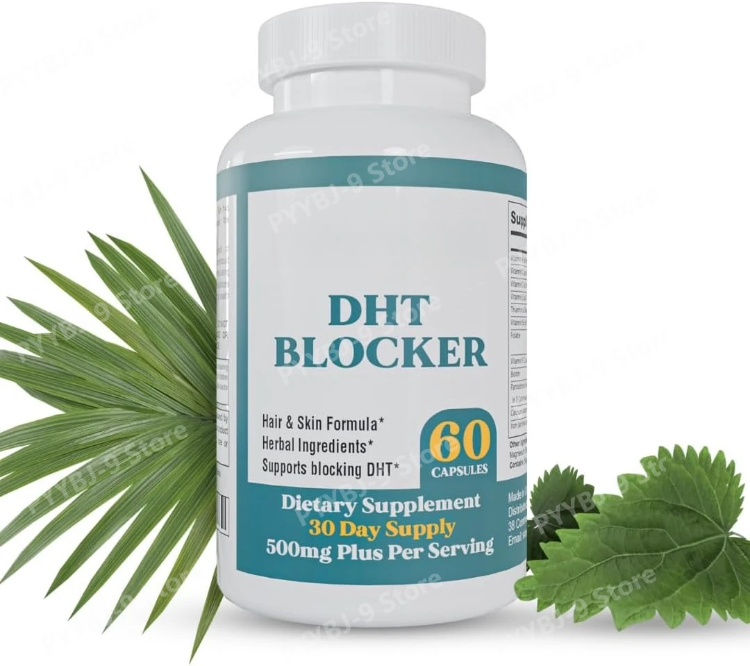 Herbal DHT Blocker Hair & Skin Supplement, 500mg Per 2-Capsule Serving, 60 Capsules Total, Saw Palmetto Nettle Bamboo Extract