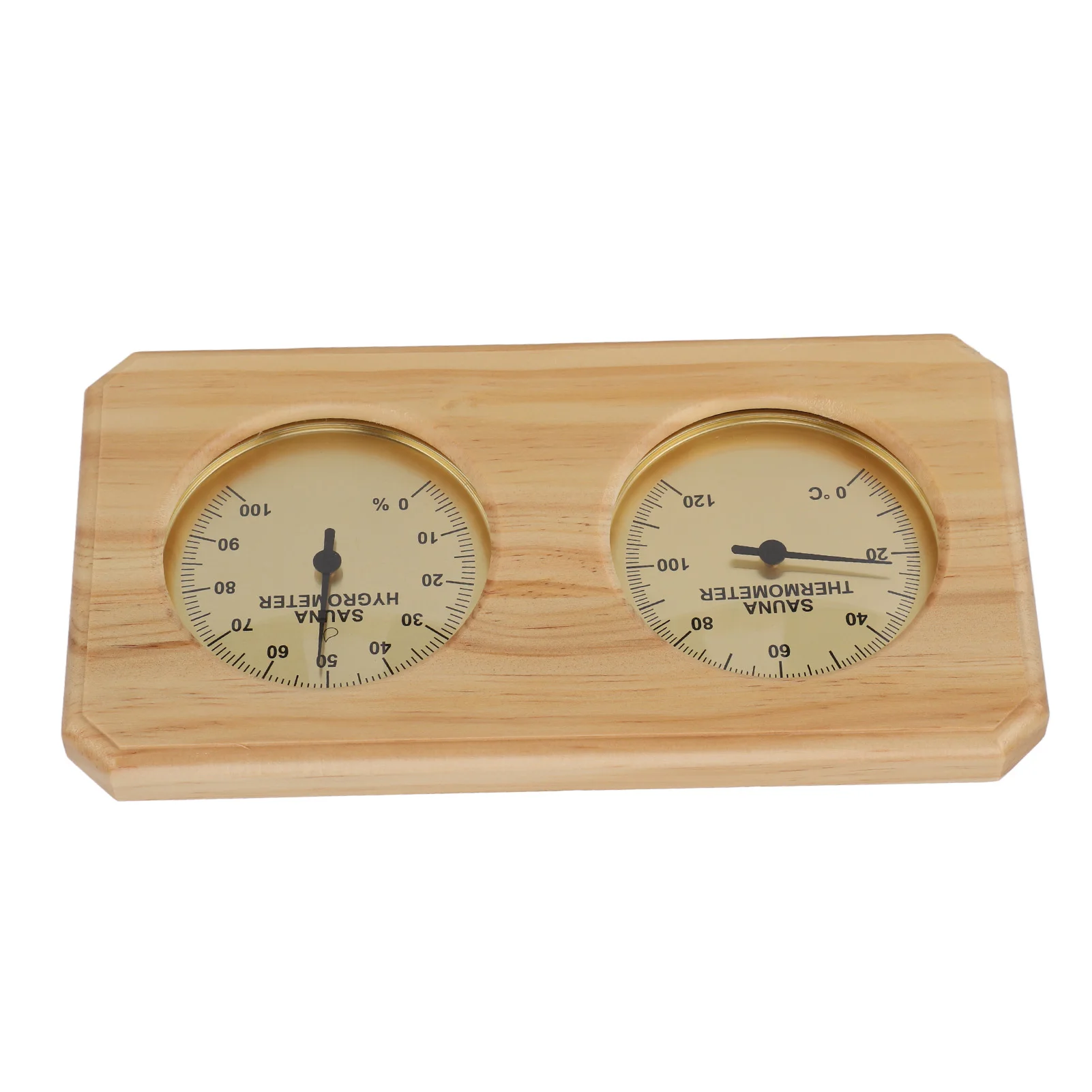 مقياس درجة الحرارة والرطوبة المزدوج المثبت على الحائط 2 في 1 مقياس حرارة الساونا الخشبي للرطوبة لغرفة ساونا الفندق